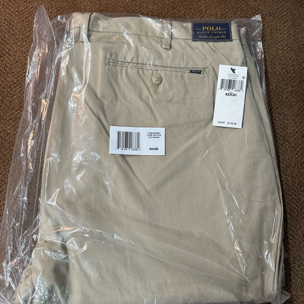 New In Original Packaging Polo Ralph Lauren Stretch Straight Fit Khaki Pants